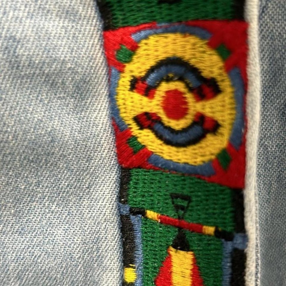 Cambridge Dry Goods Country Store Denim Embellished Blouse button down - Picture 5 of 5